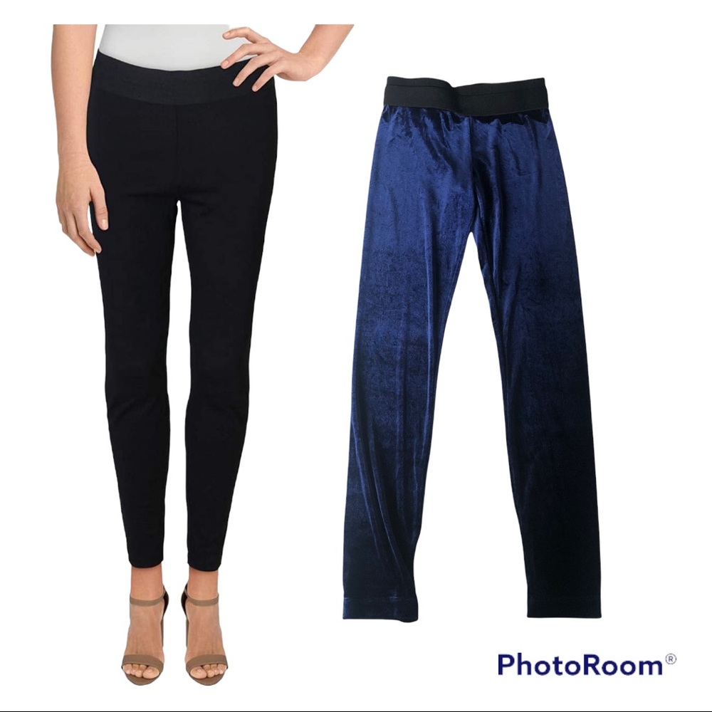BCBGMAXAZRIA mason blue velvet pants